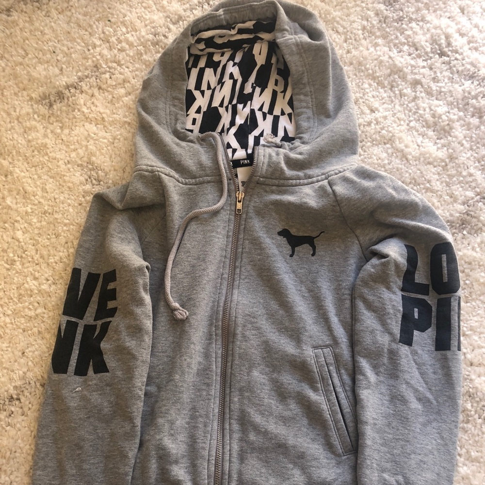PINK Gray Hoodie